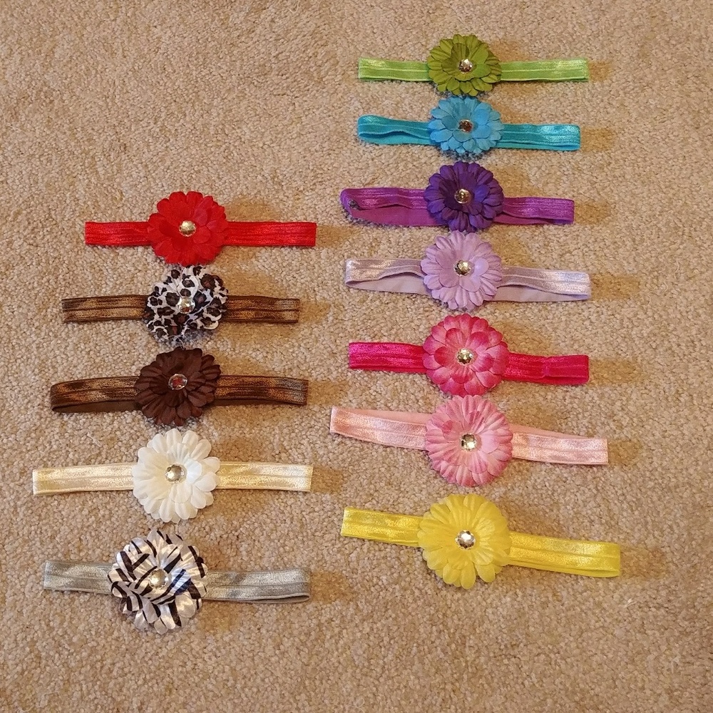 Baby Flower Head Bands NWOT